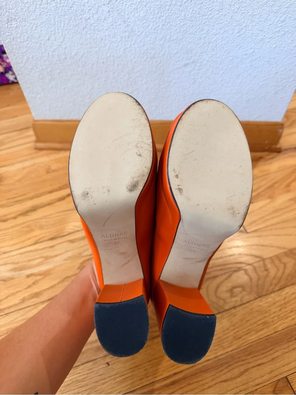 Alohas Platform Mule Heels in Orange - women’s size 41/10